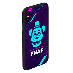 Чехол iPhone XS Max матовый Символ FNAF в неоновых цветах на темном фоне, цвет: 3D-черный — фото 2