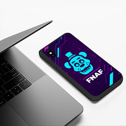 Чехол iPhone XS Max матовый Символ FNAF в неоновых цветах на темном фоне, цвет: 3D-черный — фото 2