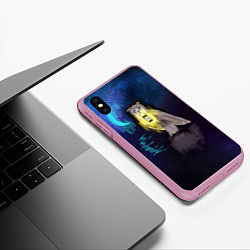 Чехол iPhone XS Max матовый Сова с фонарем на фоне ночи, цвет: 3D-розовый — фото 2