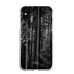 Чехол iPhone XS Max матовый Темный жуткий лес, цвет: 3D-белый