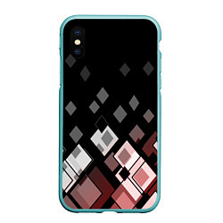 Чехол iPhone XS Max матовый Geometric pattern черно-коричневый узор Ромбы