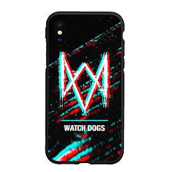 Чехол iPhone XS Max матовый Watch Dogs в стиле Glitch Баги Графики на темном ф, цвет: 3D-черный