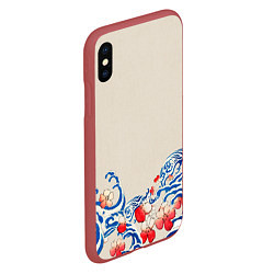 Чехол iPhone XS Max матовый Японский орнамент волн, цвет: 3D-красный — фото 2