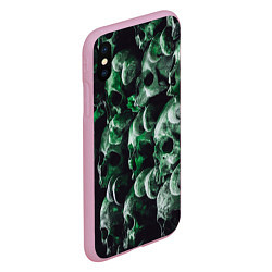 Чехол iPhone XS Max матовый Множество черепов во тьме - Зелёный, цвет: 3D-розовый — фото 2