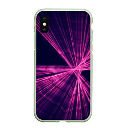 Чехол iPhone XS Max матовый Неоновое множество лучей - Розовый, цвет: 3D-салатовый