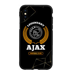 Чехол iPhone XS Max матовый Лого Ajax и надпись Legendary Football Club на тем, цвет: 3D-черный