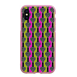 Чехол iPhone XS Max матовый Striped multicolored pattern Сердце