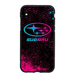 Чехол iPhone XS Max матовый Subaru Neon Gradient FS, цвет: 3D-черный