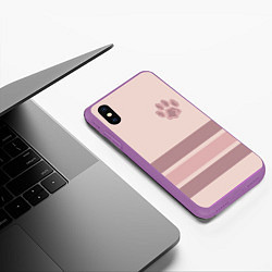 Чехол iPhone XS Max матовый Коричневые полосы на кремовом фоне stripes cream c, цвет: 3D-фиолетовый — фото 2