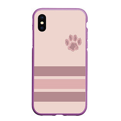 Чехол iPhone XS Max матовый Коричневые полосы на кремовом фоне stripes cream c, цвет: 3D-фиолетовый