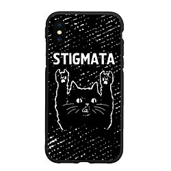 Чехол iPhone XS Max матовый Группа Stigmata и Рок Кот