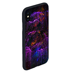 Чехол iPhone XS Max матовый Неоновые лучи и листья - Фиолетовый, цвет: 3D-черный — фото 2