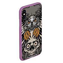 Чехол iPhone XS Max матовый Сова с черепом Owl with Skull, цвет: 3D-фиолетовый — фото 2