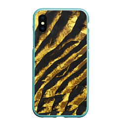 Чехол iPhone XS Max матовый Золотая Чешуя Дракона, цвет: 3D-мятный