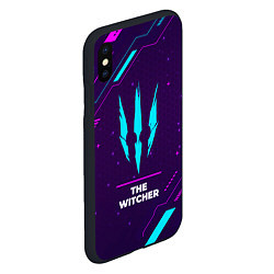 Чехол iPhone XS Max матовый Символ The Witcher в неоновых цветах на темном фон, цвет: 3D-черный — фото 2