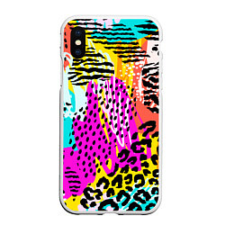 Чехол iPhone XS Max матовый LEOPARD TEXTURE, цвет: 3D-белый