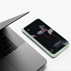 Чехол iPhone XS Max матовый Фламинго - вода, цвет: 3D-салатовый — фото 2