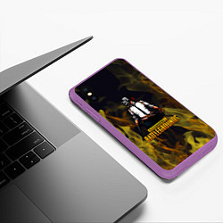 Чехол iPhone XS Max матовый PlayerUnknowns Battlegrounds жёлтое пламя, цвет: 3D-фиолетовый — фото 2