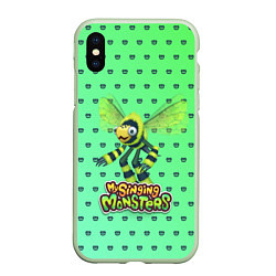 Чехол iPhone XS Max матовый My singing Monsters - Жужук, цвет: 3D-салатовый