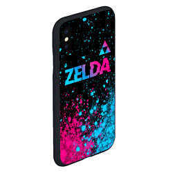 Чехол iPhone XS Max матовый Zelda Neon Triforce, цвет: 3D-черный — фото 2