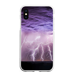 Чехол iPhone XS Max матовый Гроза в ночном небе