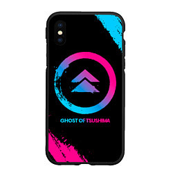 Чехол iPhone XS Max матовый Ghost of Tsushima Neon Gradient, цвет: 3D-черный