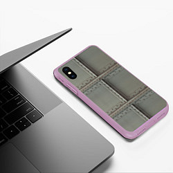 Чехол iPhone XS Max матовый Стальные плиты с заклёпками, цвет: 3D-сиреневый — фото 2