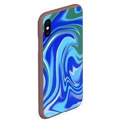 Чехол iPhone XS Max матовый Тай-дай с синим, зелёным и белым цветом, цвет: 3D-коричневый — фото 2