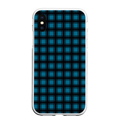 Чехол iPhone XS Max матовый Black and blue plaid