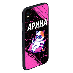 Чехол iPhone XS Max матовый Арина - КОШЕЧКА - Краски, цвет: 3D-черный — фото 2