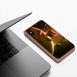 Чехол iPhone XS Max матовый Две планеты в космическом пространстве, цвет: 3D-коричневый — фото 2