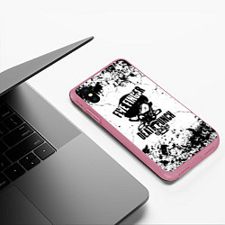 Чехол iPhone XS Max матовый Five Finger Death Punch - мелкие трещины, цвет: 3D-малиновый — фото 2