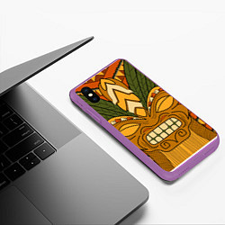 Чехол iPhone XS Max матовый Polynesian tiki ANGRY, цвет: 3D-фиолетовый — фото 2