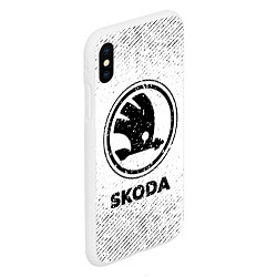 Чехол iPhone XS Max матовый Skoda с потертостями на светлом фоне, цвет: 3D-белый — фото 2