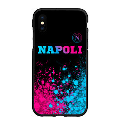 Чехол iPhone XS Max матовый Napoli Neon Gradient, цвет: 3D-черный