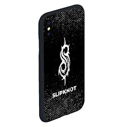 Чехол iPhone XS Max матовый Slipknot с потертостями на темном фоне, цвет: 3D-черный — фото 2