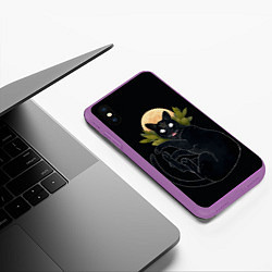 Чехол iPhone XS Max матовый Кот в ночи, цвет: 3D-фиолетовый — фото 2