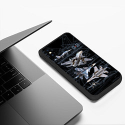 Чехол iPhone XS Max матовый Фронтовой истребитель бомбардировщик Су-34, цвет: 3D-черный — фото 2