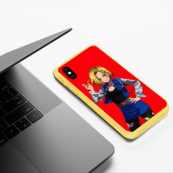 Чехол iPhone XS Max матовый Андроид 18 Вайфу Dragon ball, цвет: 3D-желтый — фото 2