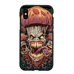 Чехол iPhone XS Max матовый Злые грибы монстры, цвет: 3D-черный