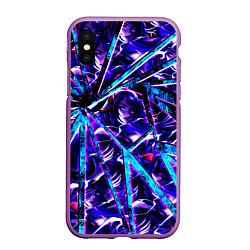 Чехол iPhone XS Max матовый Genshin Impact Шогун Райден осколки, цвет: 3D-фиолетовый