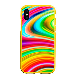 Чехол iPhone XS Max матовый Rainbow colors, цвет: 3D-желтый