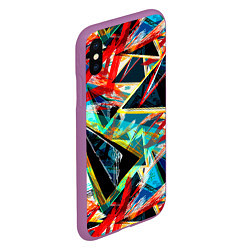 Чехол iPhone XS Max матовый Яркий абстрактный узор с неоновыми штрихами, цвет: 3D-фиолетовый — фото 2