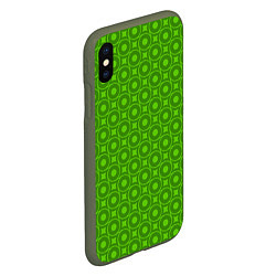 Чехол iPhone XS Max матовый Зеленые круги и ромбы, цвет: 3D-темно-зеленый — фото 2