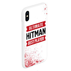 Чехол iPhone XS Max матовый Hitman: красные таблички Best Player и Ultimate, цвет: 3D-белый — фото 2