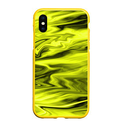 Чехол iPhone XS Max матовый Неоновый желтый с черным абстрактный узор