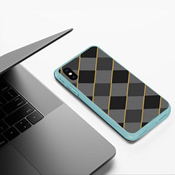 Чехол iPhone XS Max матовый Серебром в клетку, цвет: 3D-мятный — фото 2