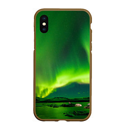 Чехол iPhone XS Max матовый Абстрактное полярное сияние - Зелёный