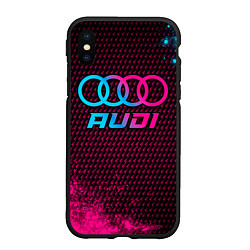 Чехол iPhone XS Max матовый Audi - neon gradient, цвет: 3D-черный