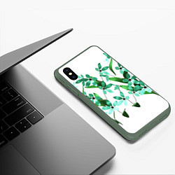 Чехол iPhone XS Max матовый Flowers green light, цвет: 3D-темно-зеленый — фото 2